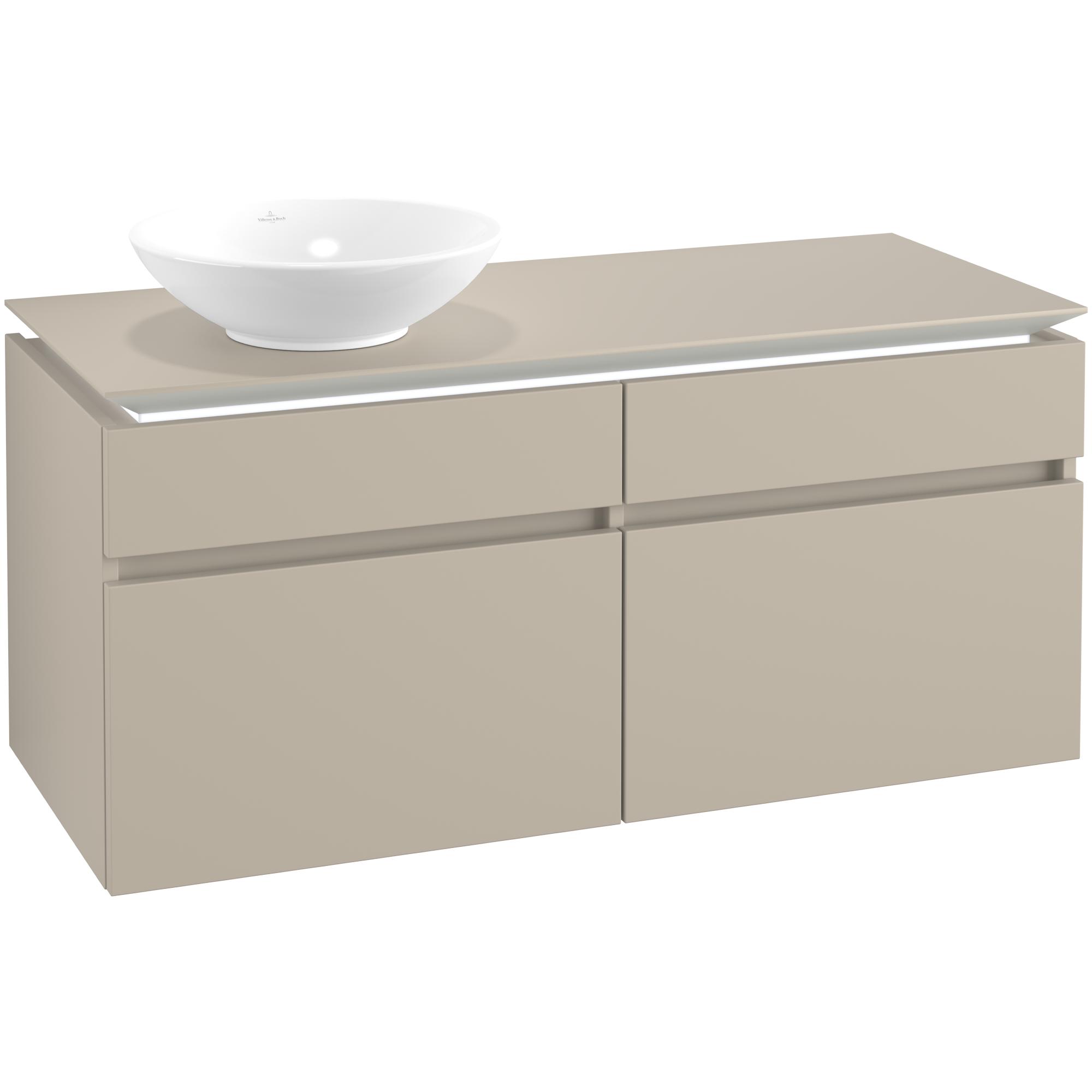 Tvättställsskåp Villeroy & Boch Legato 1200 med 4 Lådor för Ocentrerat Ytmonterat Tvättställ