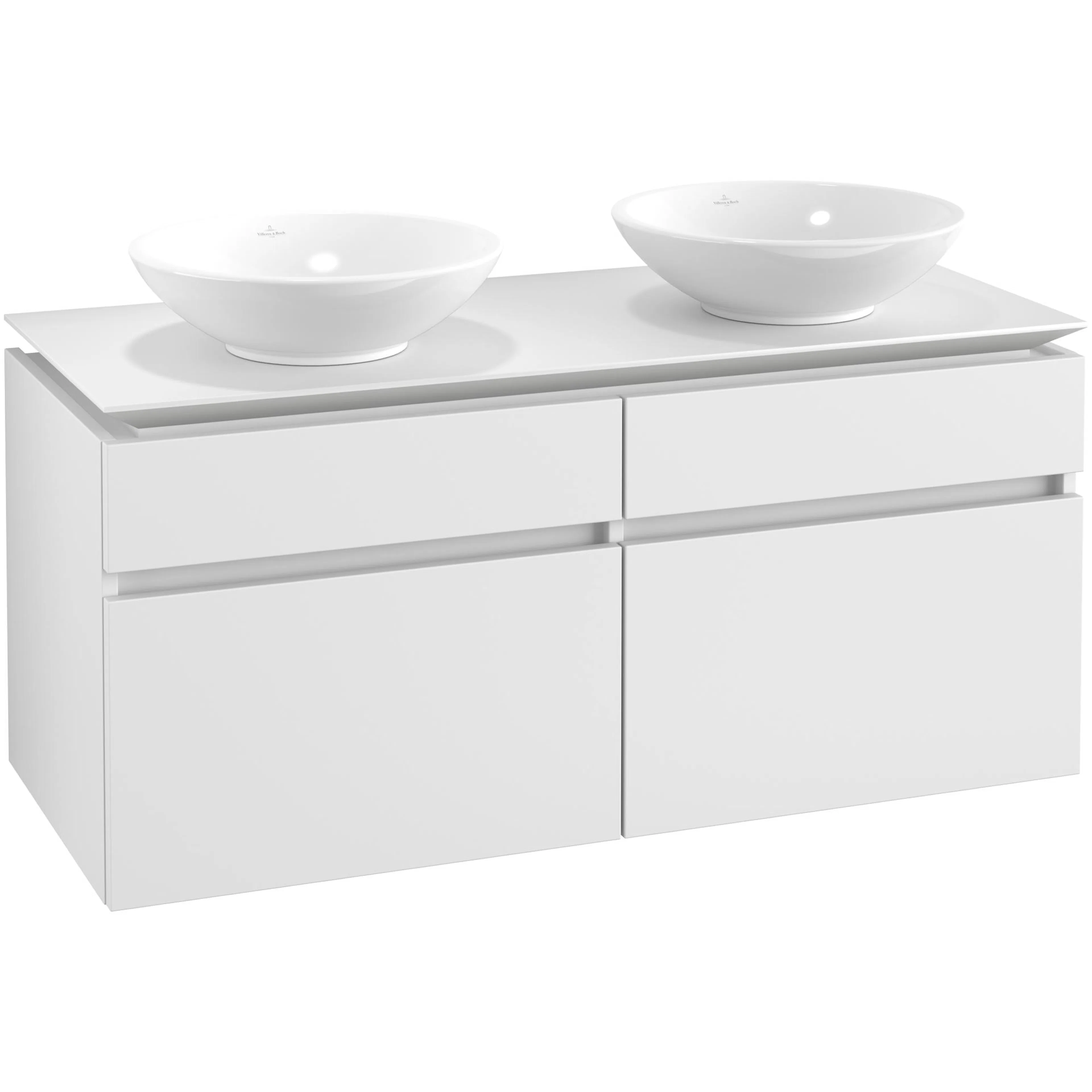 Tvättställsskåp Villeroy & Boch Legato 1200 med 4 Lådor för Två Ytmonterade Tvättställ