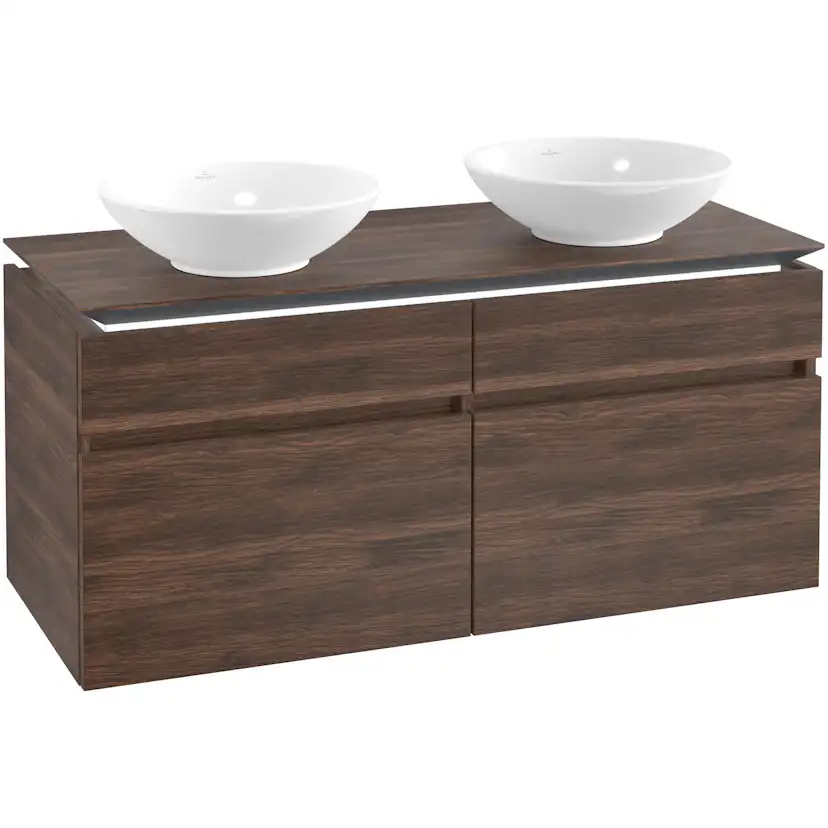 Tvättställsskåp Villeroy & Boch Legato 1200 med 4 Lådor för Två Ytmonterade Tvättställ