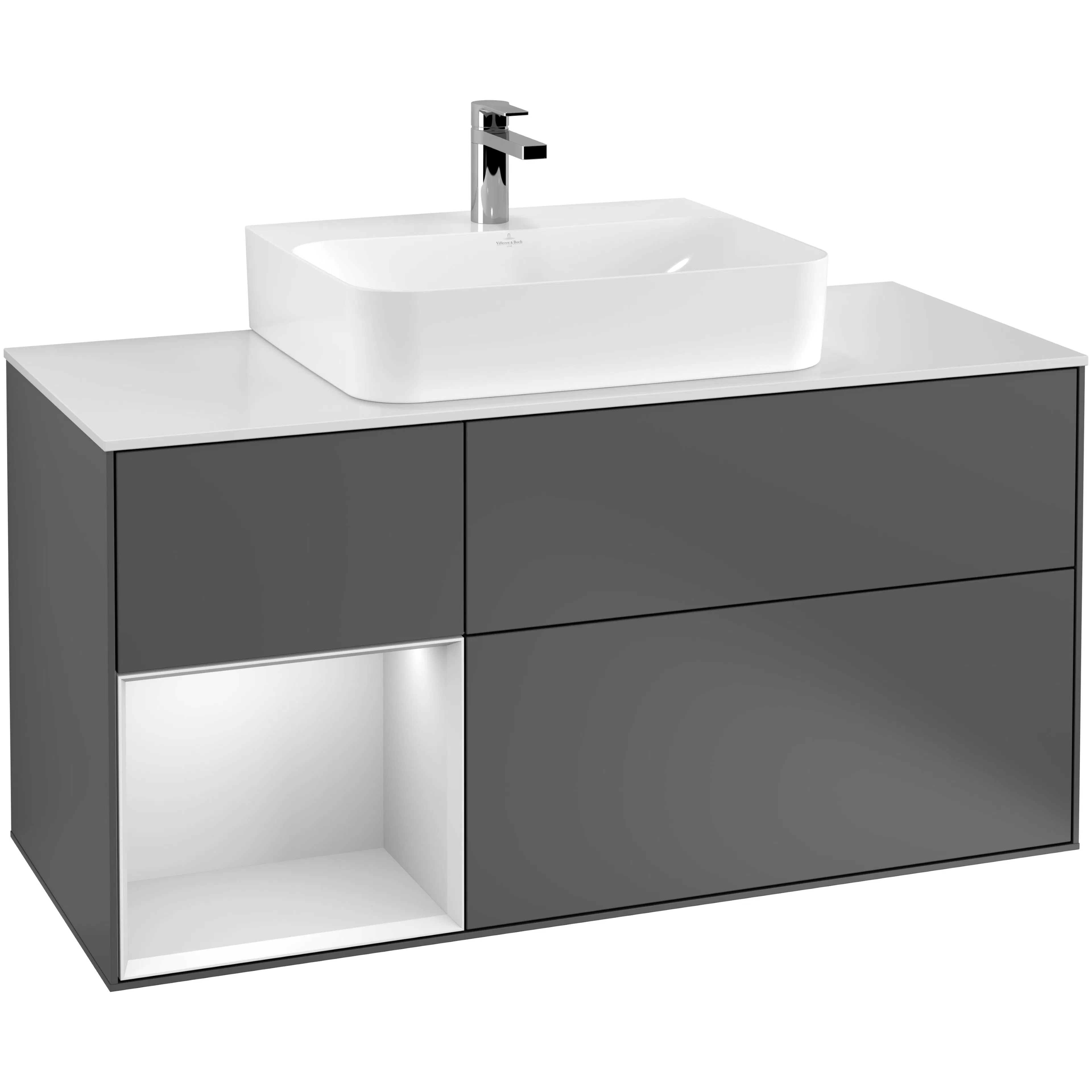 Tvättställsskåp Villeroy & Boch Finion med 3 Lådor Hylla och Bänkskiva för Centrerat Tvättställ