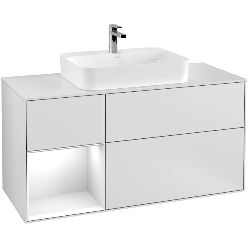 Tvättställsskåp Villeroy & Boch Finion med 3 Lådor Hylla och Bänkskiva för Ytmonterat Tvättställ