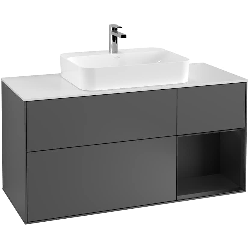 Tvättställsskåp Villeroy & Boch Finion med 3 Lådor Hylla och Bänkskiva för Ytmonterat Tvättställ