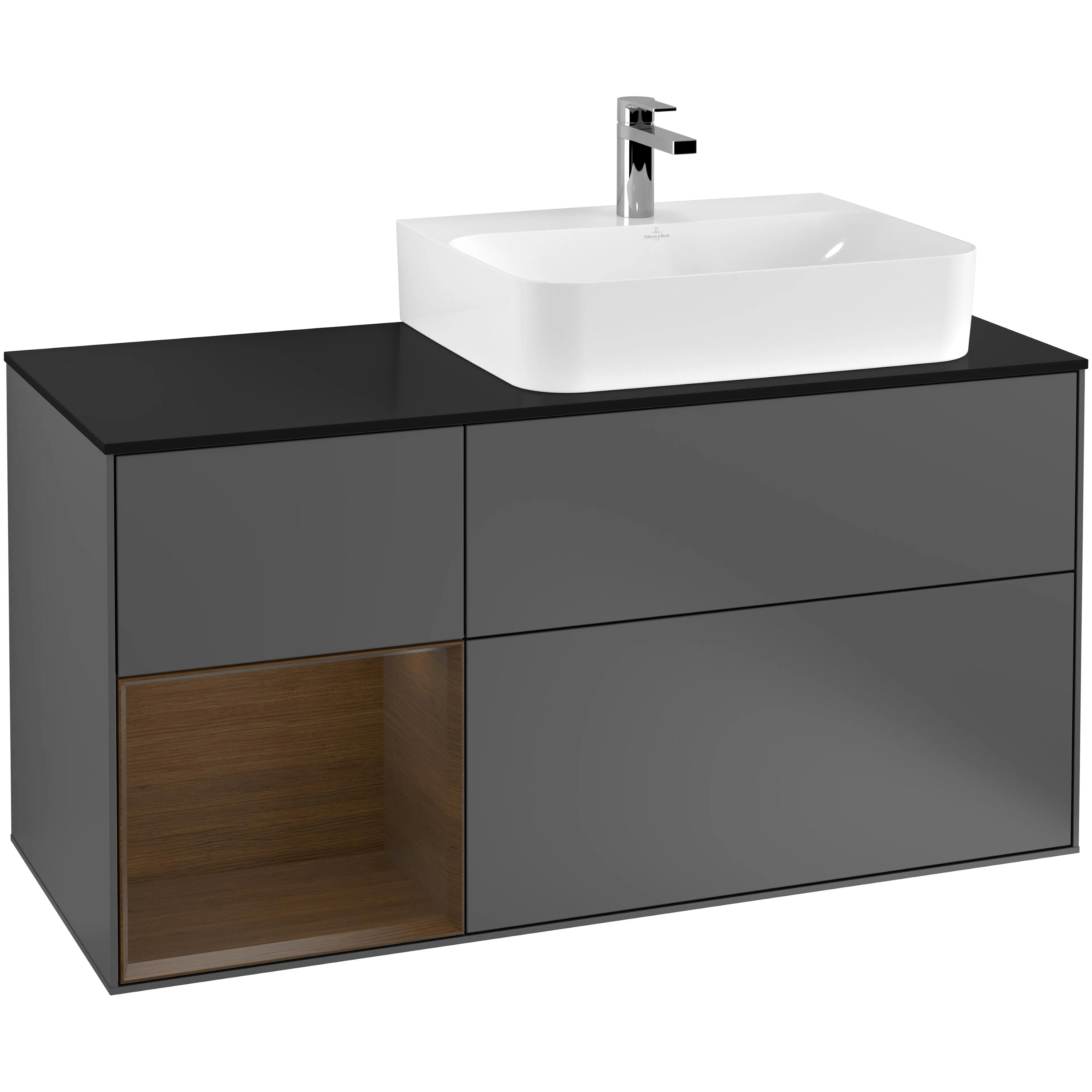 Tvättställsskåp Villeroy & Boch Finion med 3 Lådor Hylla och Bänkskiva för Ocentrerat Tvättställ