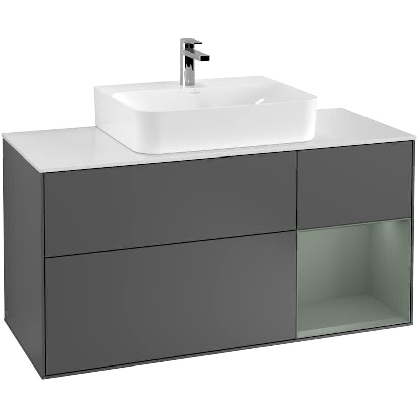 Tvättställsskåp Villeroy & Boch Finion med 3 Lådor Hylla och Bänkskiva för Centrerat Tvättställ