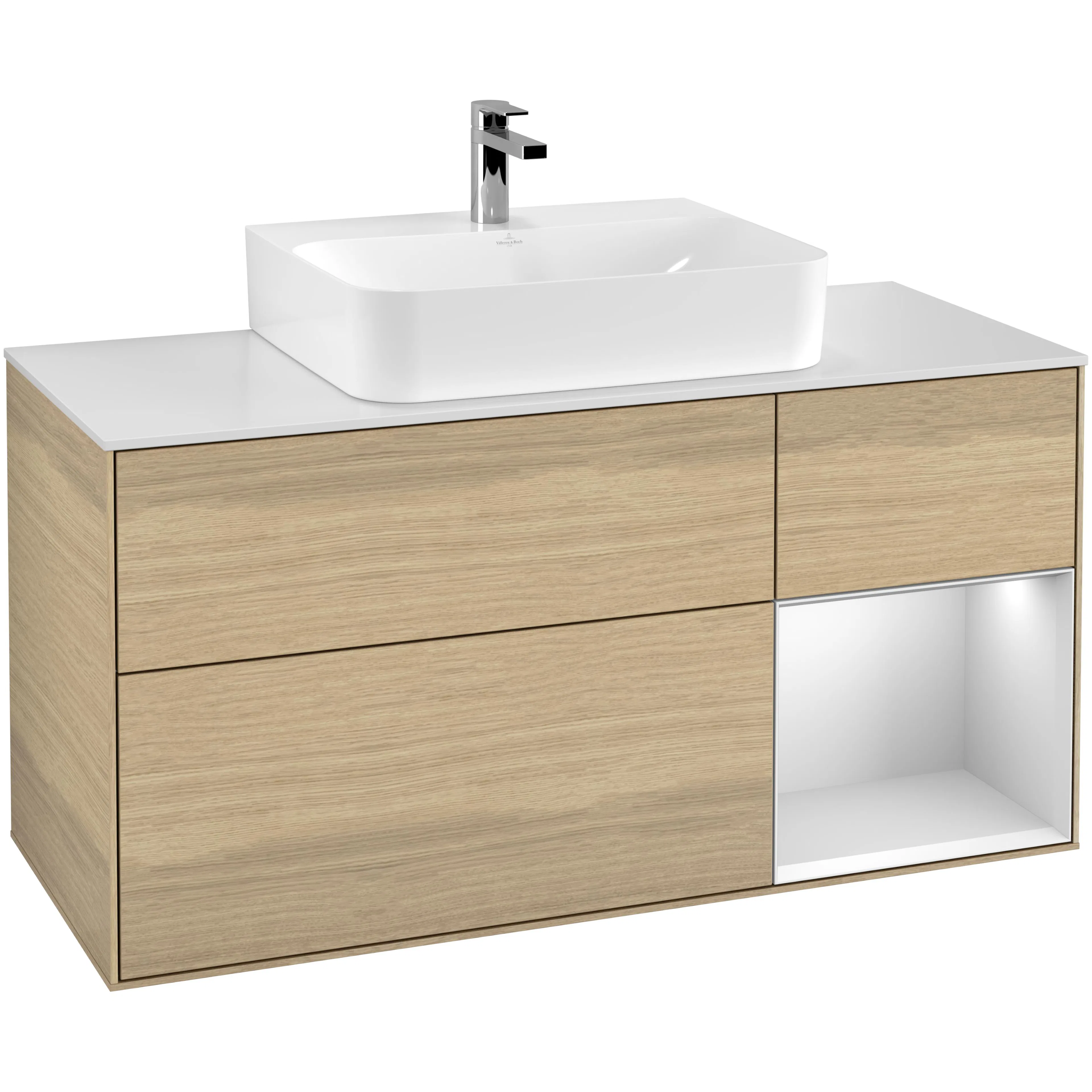 Tvättställsskåp Villeroy & Boch Finion med 3 Lådor Hylla och Bänkskiva för Centrerat Tvättställ