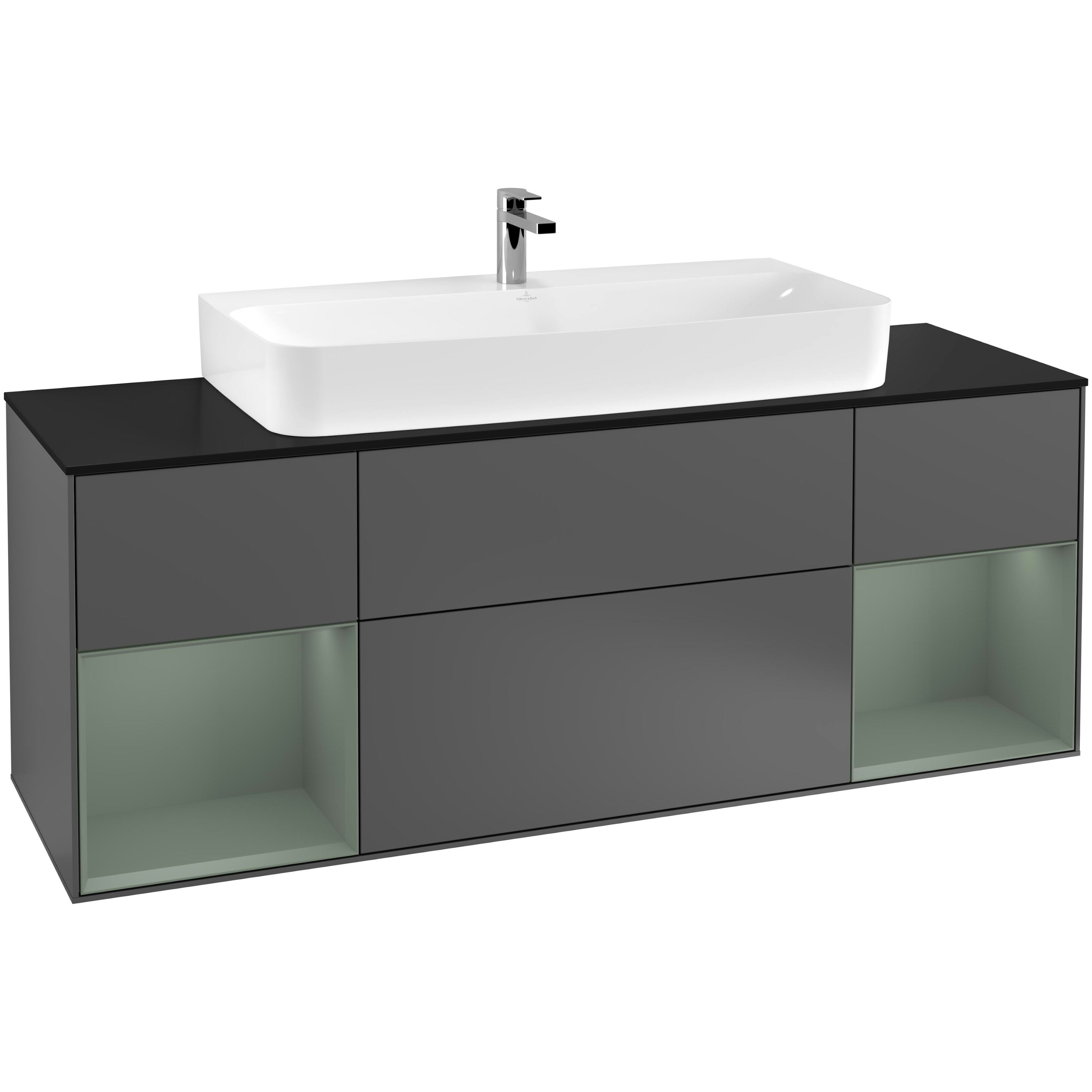 Tvättställsskåp Villeroy & Boch Finion med Två Hyllor och Bänkskiva för Centrerat Tvättställ