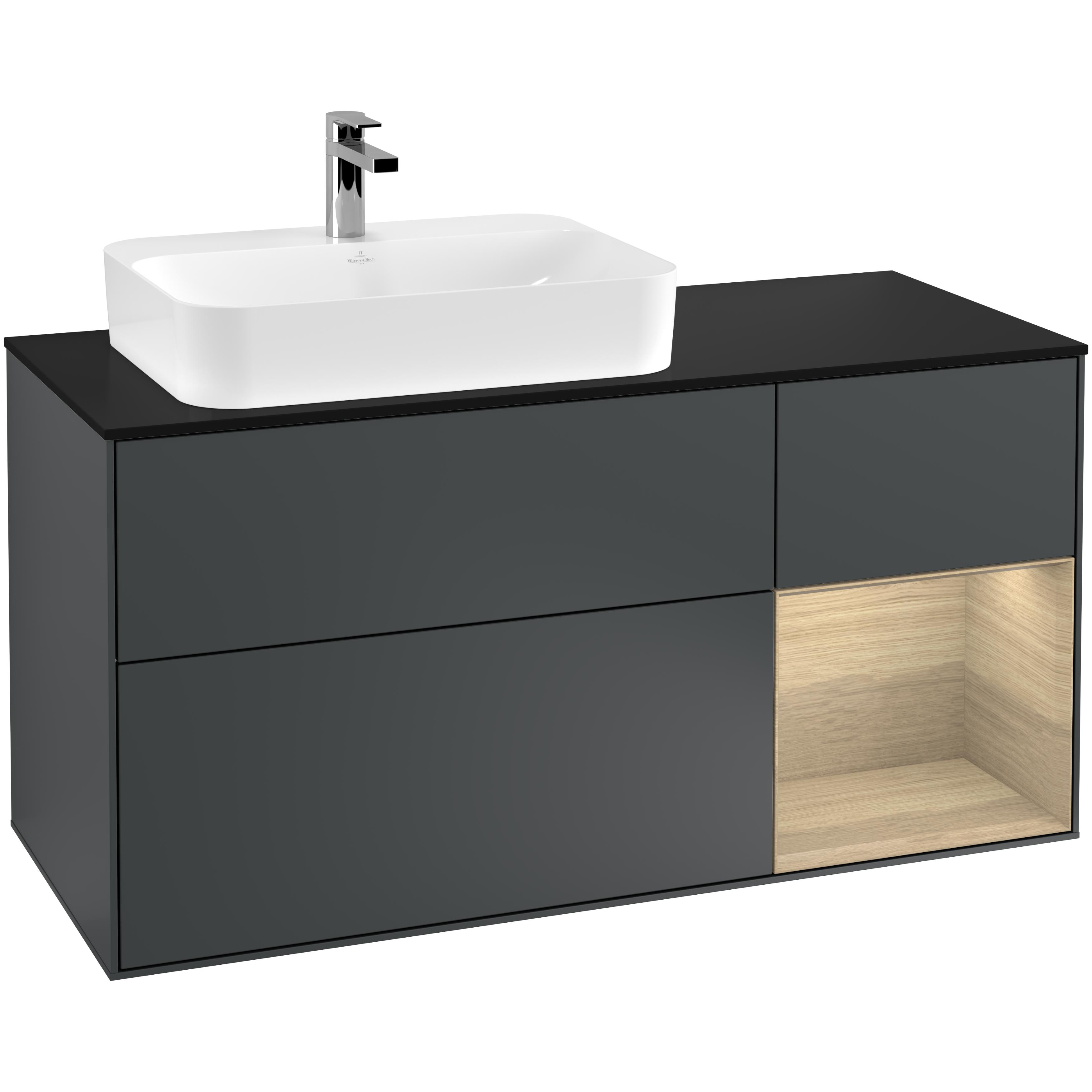 Tvättställsskåp Villeroy & Boch Finion med 3 Lådor Hylla och Bänkskiva för Ocentrerat Ytmonterat Tvättställ