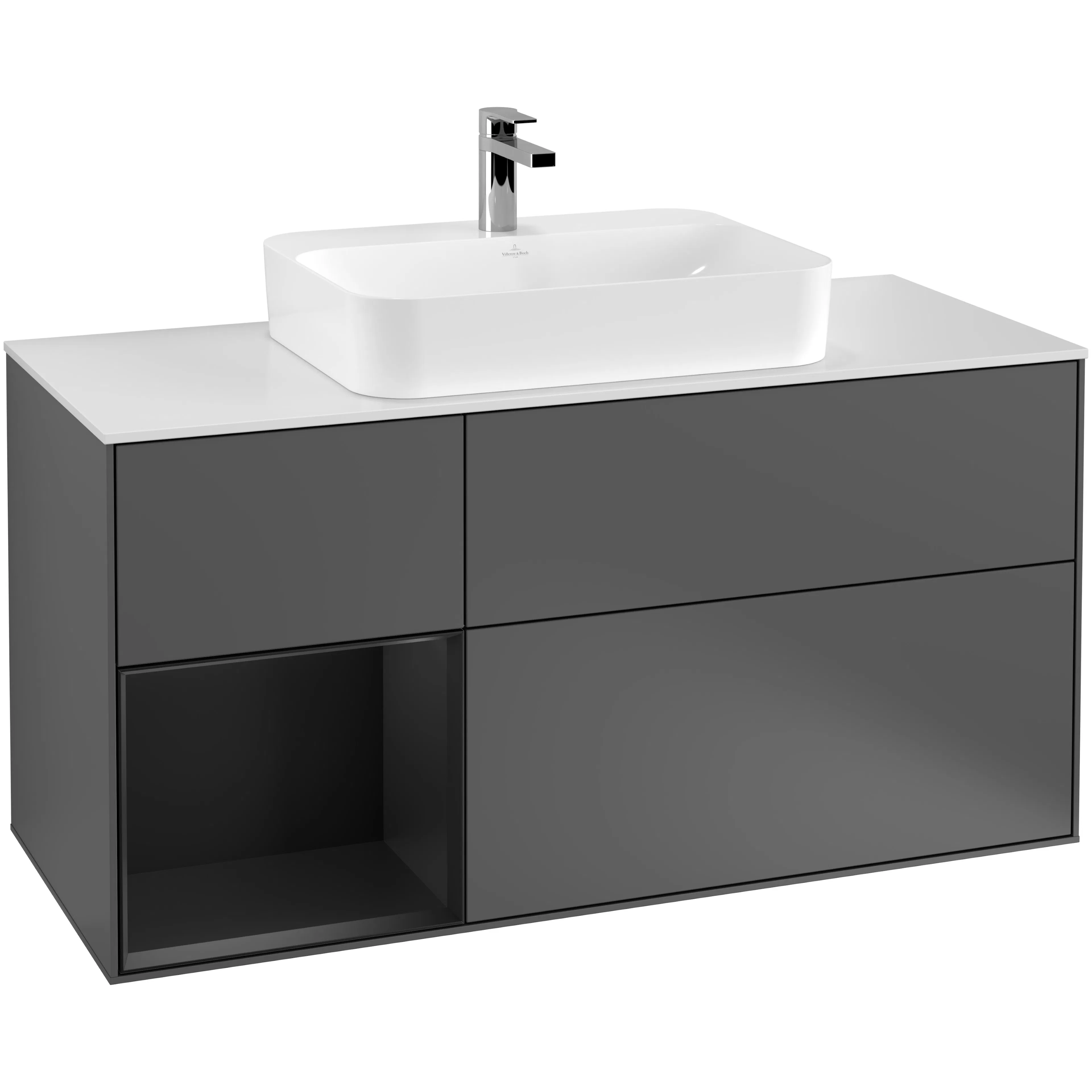 Tvättställsskåp Villeroy & Boch Finion med 3 Lådor Hylla och Bänkskiva för Ytmonterat Tvättställ