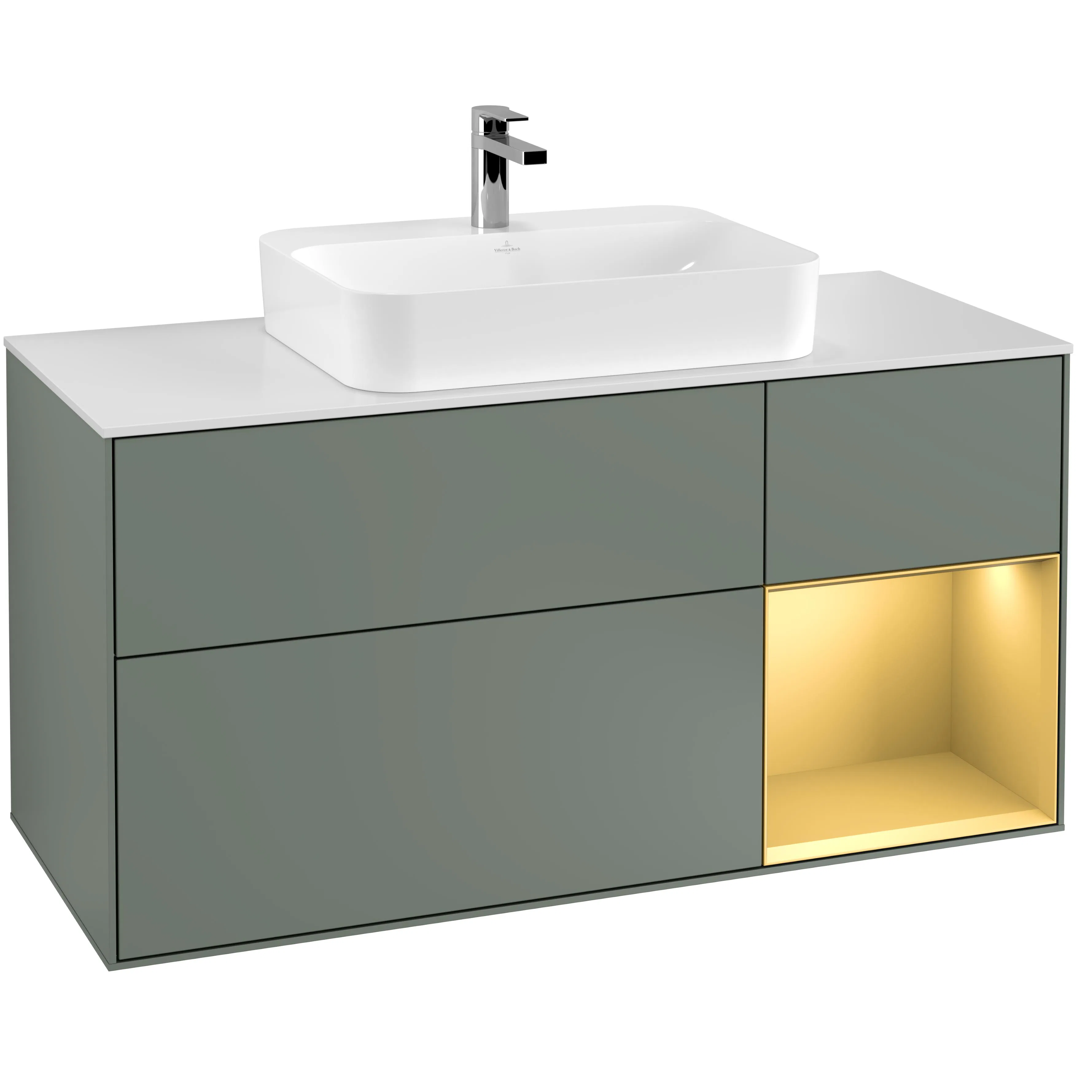 Tvättställsskåp Villeroy & Boch Finion med 3 Lådor Hylla och Bänkskiva för Ytmonterat Tvättställ