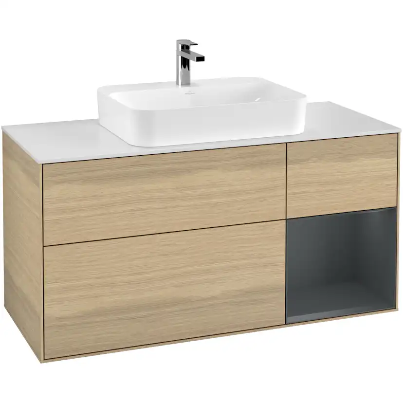 Tvättställsskåp Villeroy & Boch Finion med 3 Lådor Hylla och Bänkskiva för Ytmonterat Tvättställ