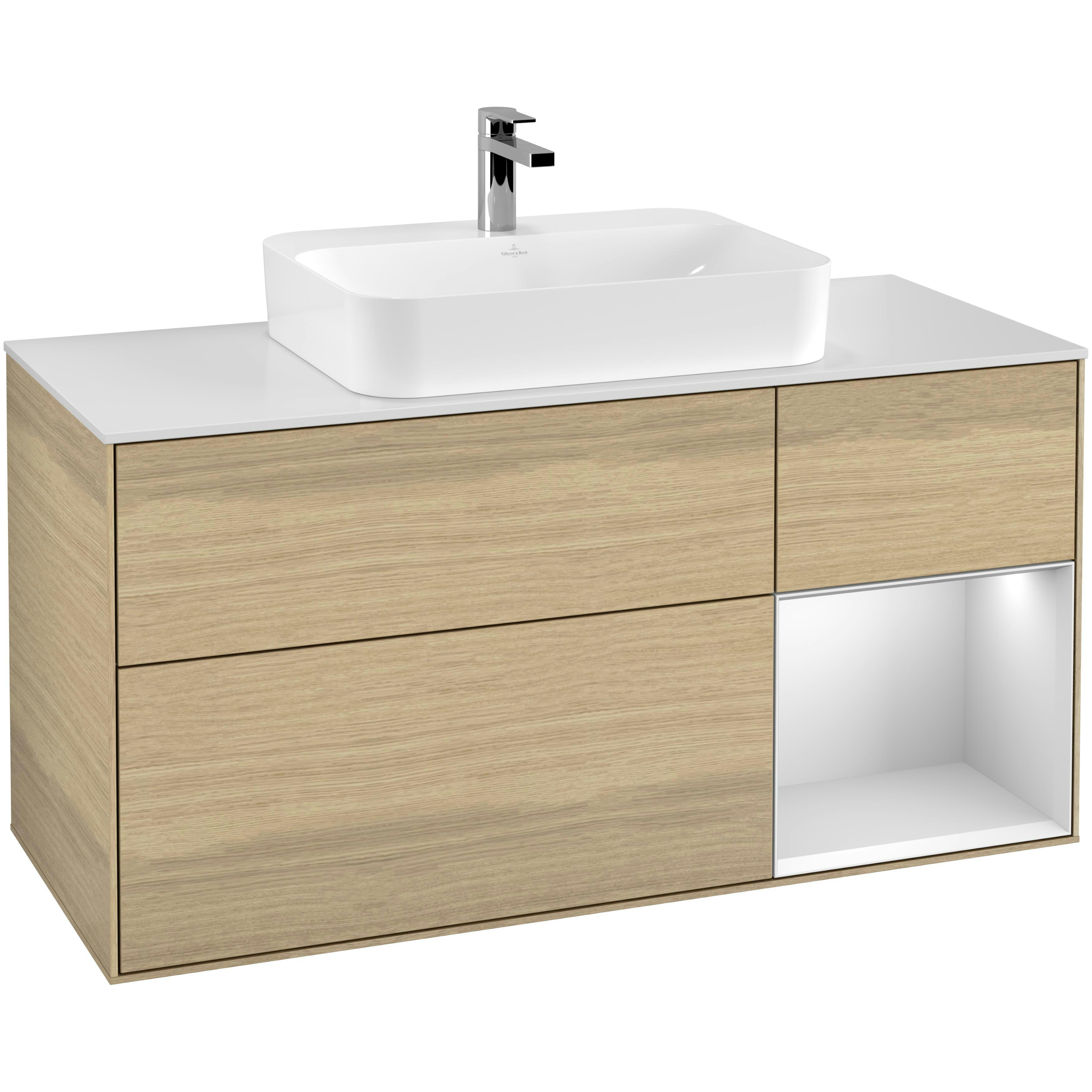 Tvättställsskåp Villeroy & Boch Finion med 3 Lådor Hylla och Bänkskiva för Ytmonterat Tvättställ