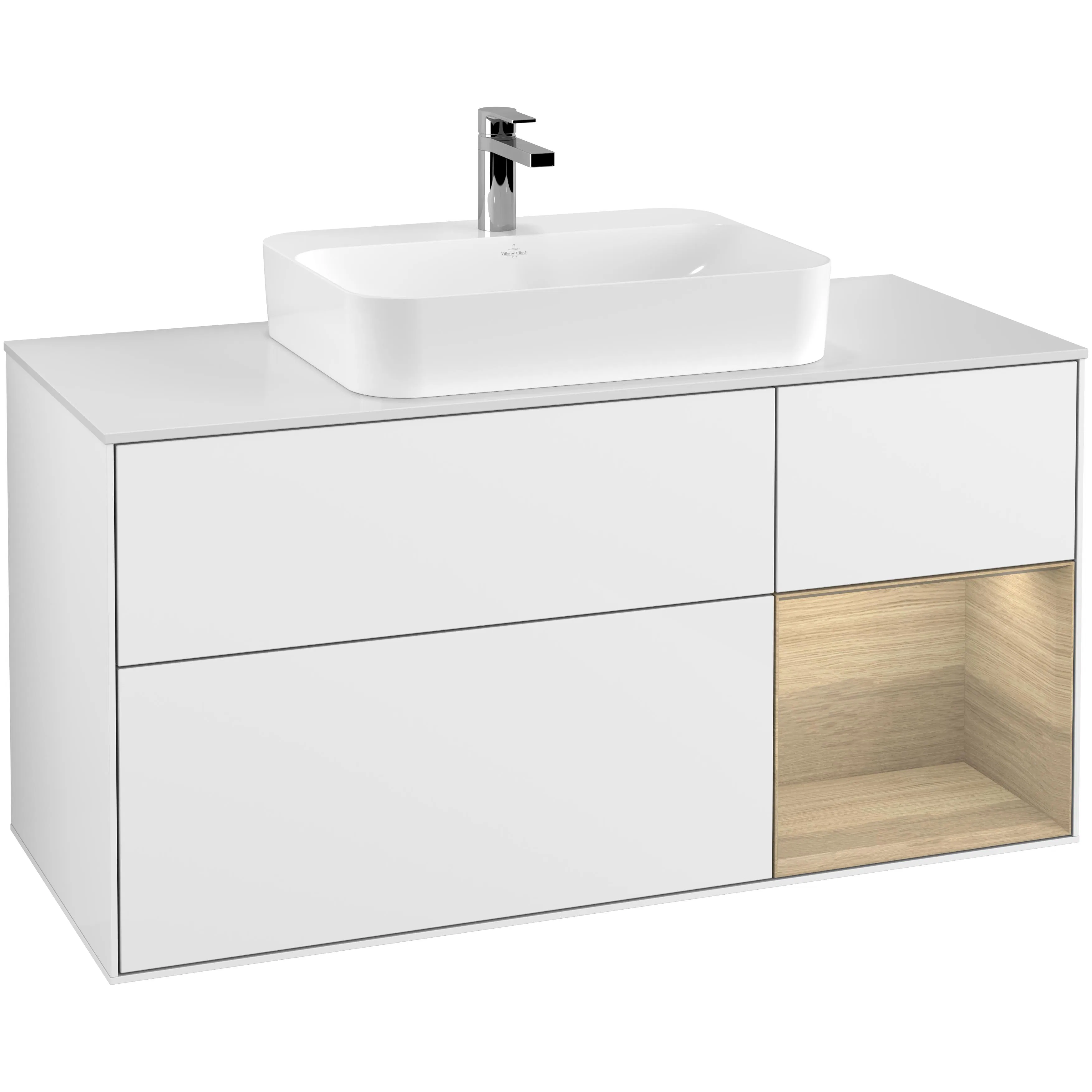 Tvättställsskåp Villeroy & Boch Finion med 3 Lådor Hylla och Bänkskiva för Ytmonterat Tvättställ