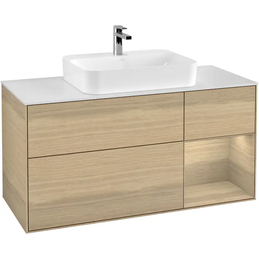 Tvättställsskåp Villeroy & Boch Finion med 3 Lådor Hylla och Bänkskiva för Ytmonterat Tvättställ