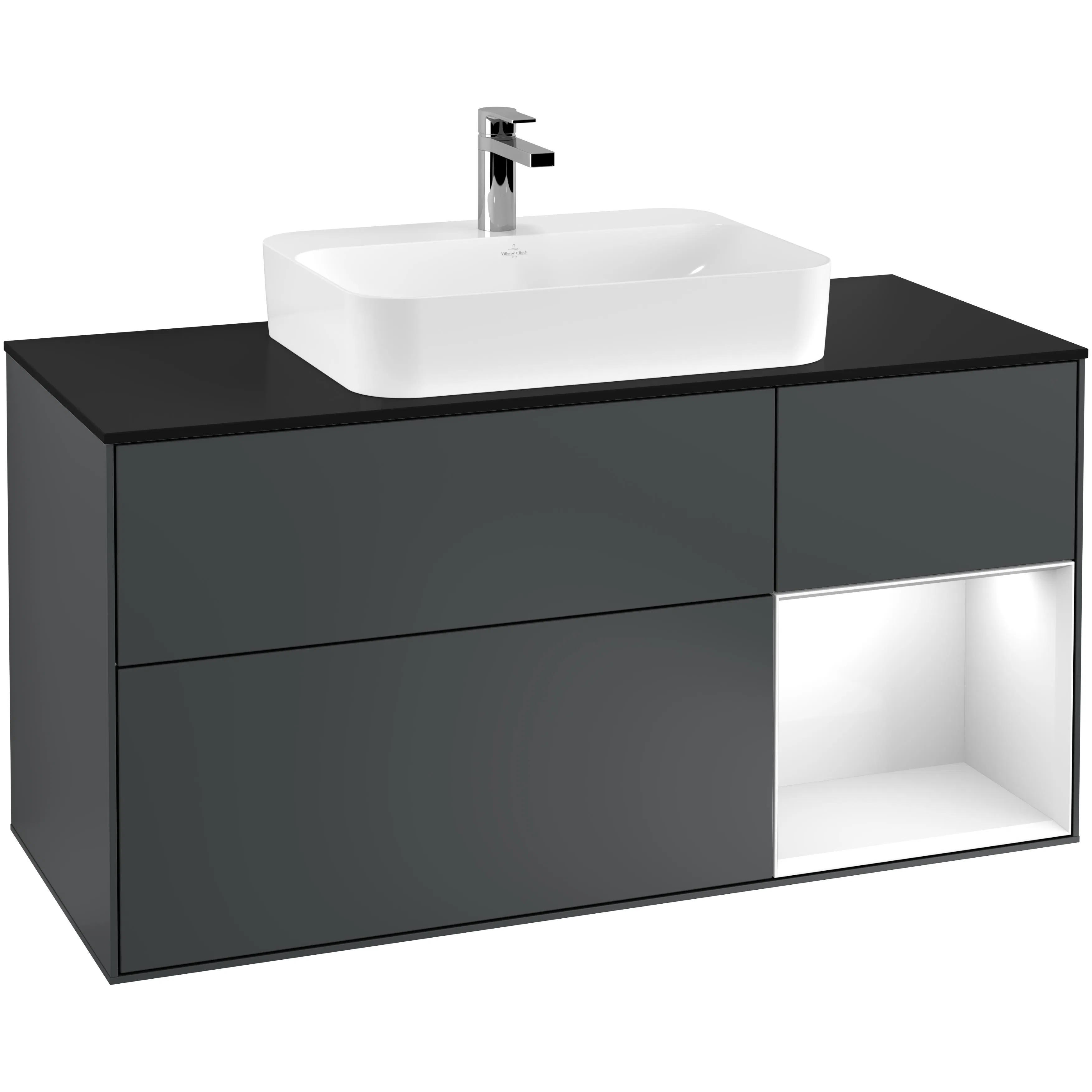 Tvättställsskåp Villeroy & Boch Finion med 3 Lådor Hylla och Bänkskiva för Ytmonterat Tvättställ