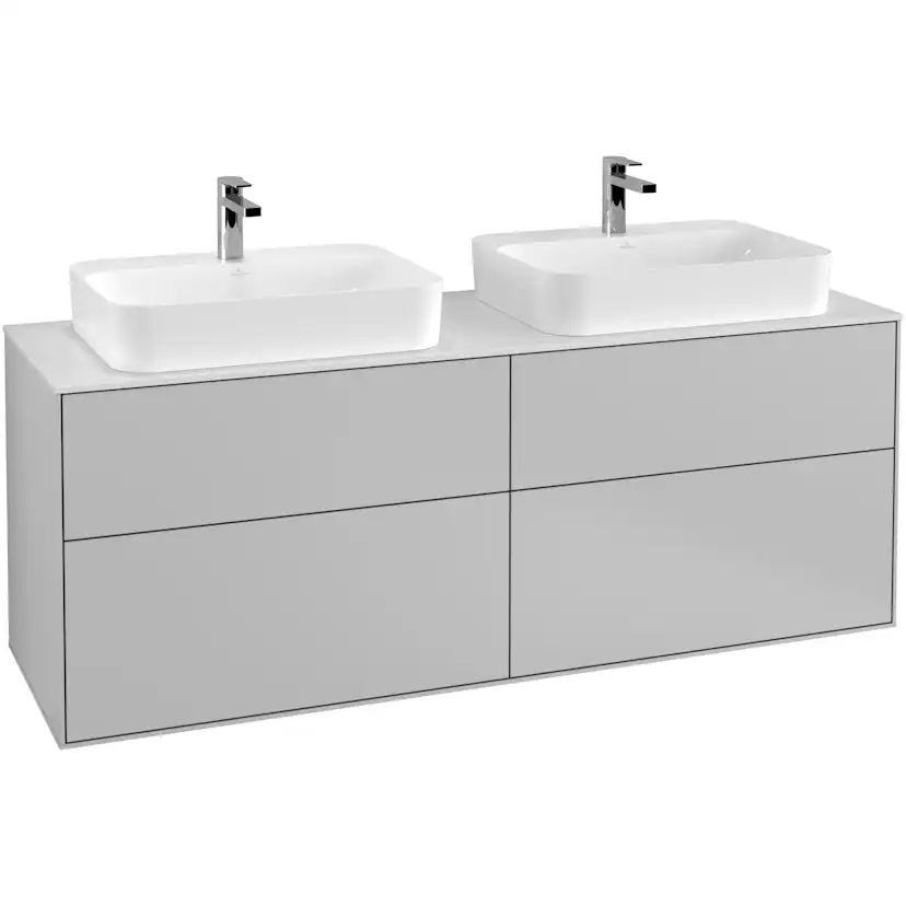 Tvättställsskåp Villeroy & Boch Finion med 4 Lådor och Bänkskiva för Två Ytmonterade Tvättställ