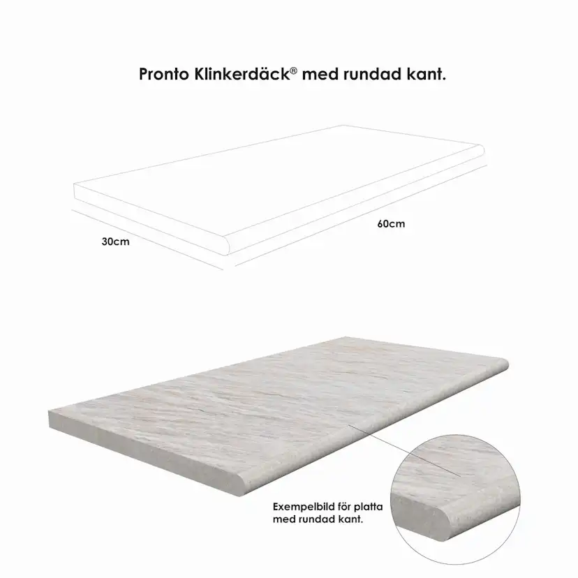 Poolkant/Trappsteg Pronto Klinkerdäck Monte Ash 60x30 cm