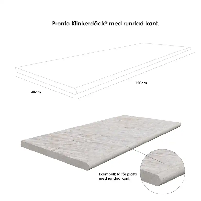 Poolkant/trappsteg Pronto Klinkerdäck Cortina Basalto 40x120 cm