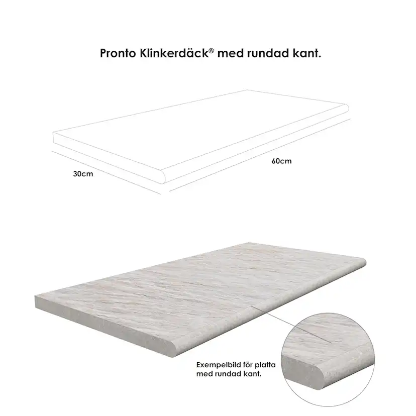 Poolkant/trappsteg Pronto Klinkerdäck Meteo Sand 30x60 cm