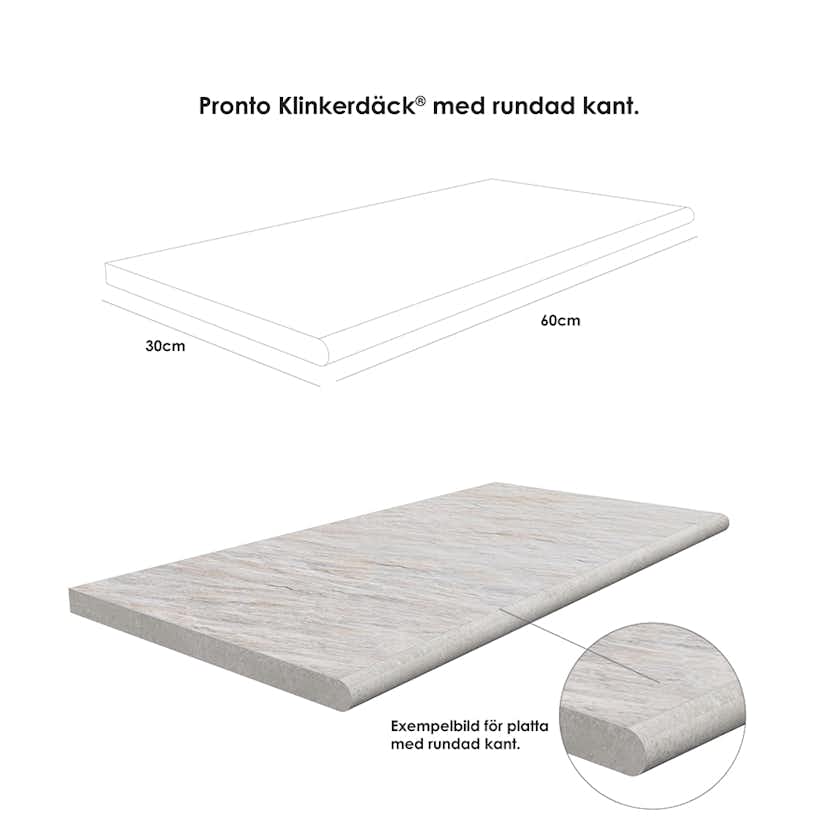 Poolkant/trappsteg Pronto Klinkerdäck Quartz Antracite 30x60 cm