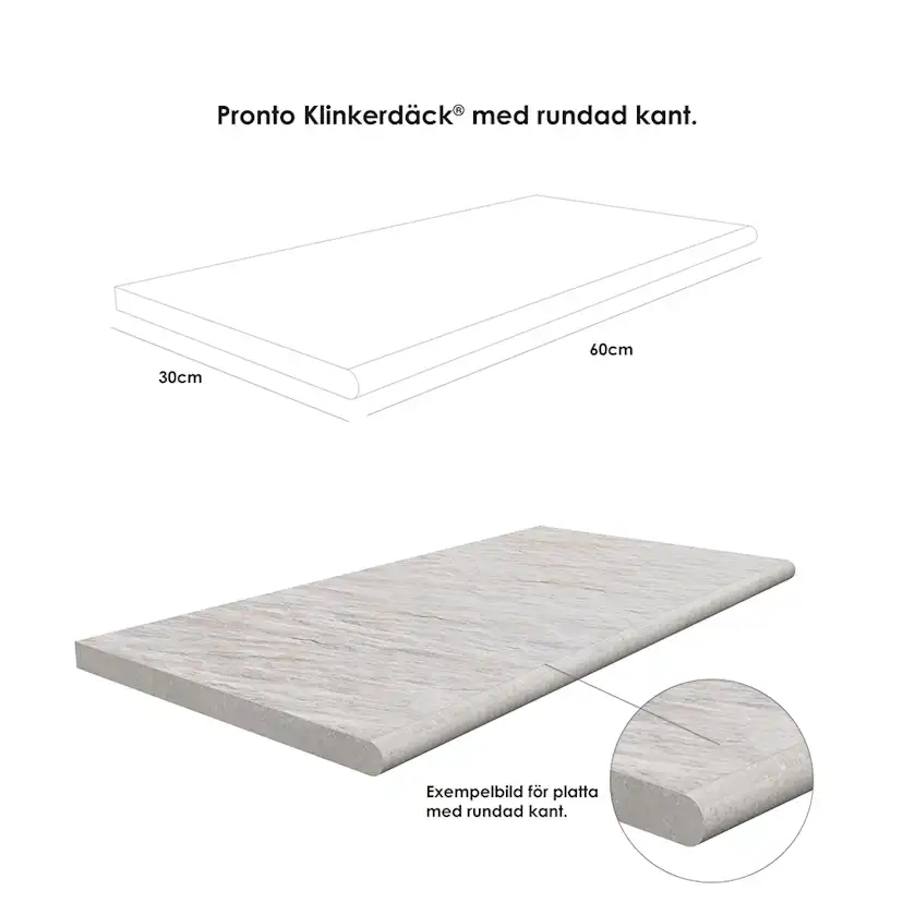 Poolkant/trappsteg Pronto Klinkerdäck Quartz Madera 30x60 cm