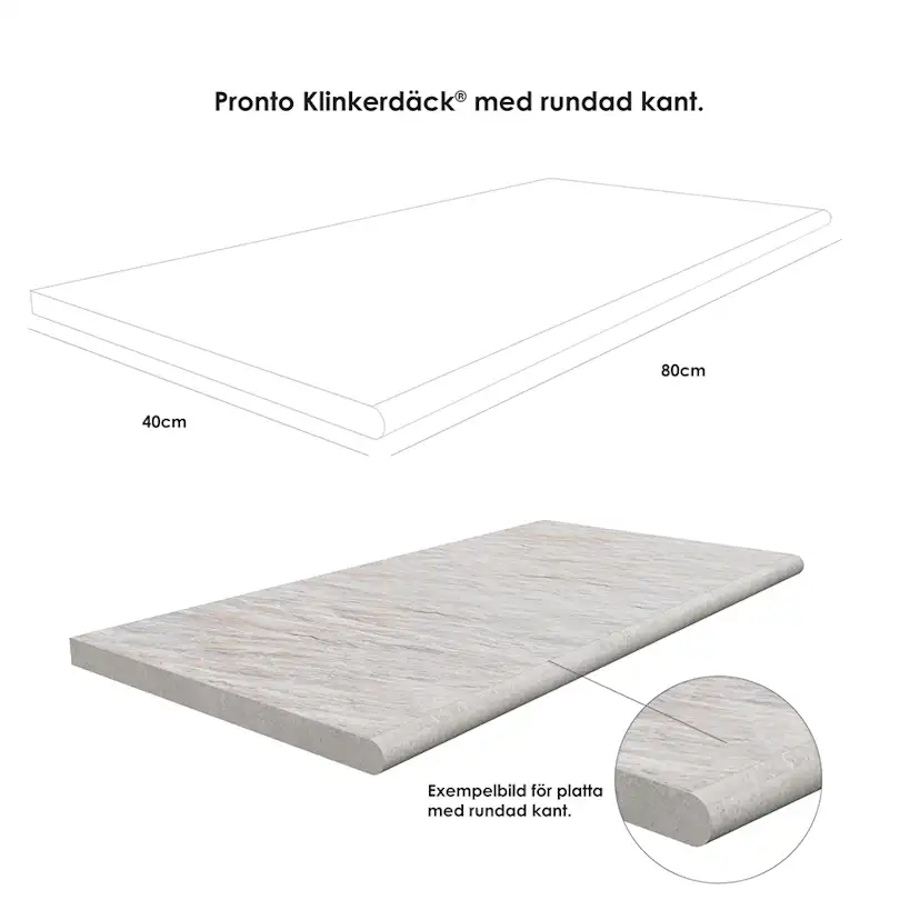 Poolkant/trappsteg Pronto Klinkerdäck Stella Bone 40x80 cm