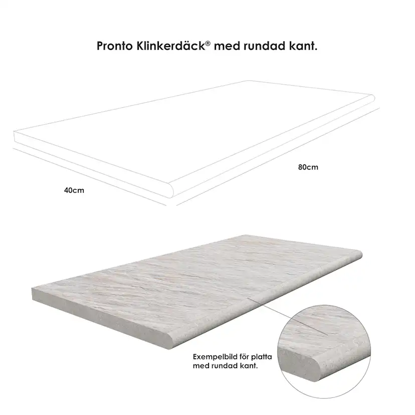 Poolkant/trappsteg Pronto Klinkerdäck Mista Pearl 40x80 cm