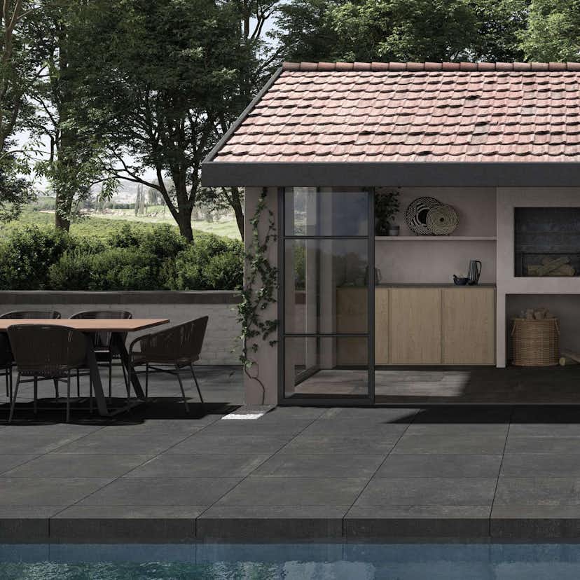 Uteklinker Pronto Klinkerdäck Antique Nuit Carved 80x180 cm