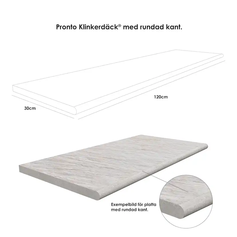 Poolkant/trappsteg Pronto Klinkerdäck Stone Sunstone 30x120 cm