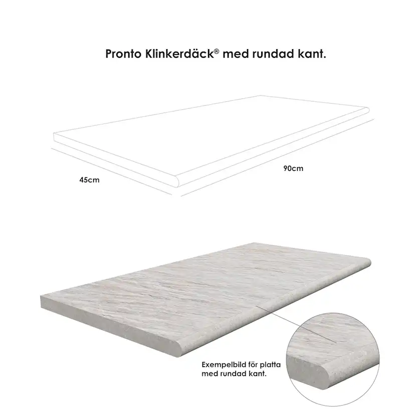 Poolkant/trappsteg Pronto Klinkerdäck Lava Etna 45x90 cm