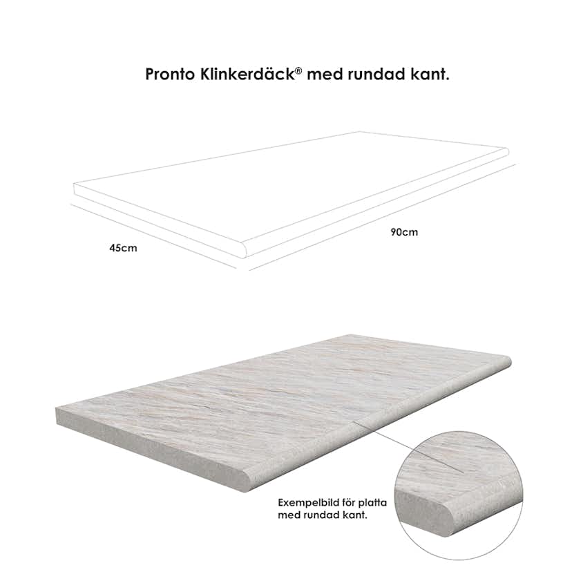 Poolkant/trappsteg Pronto Klinkerdäck Lava Salina 45x90 cm