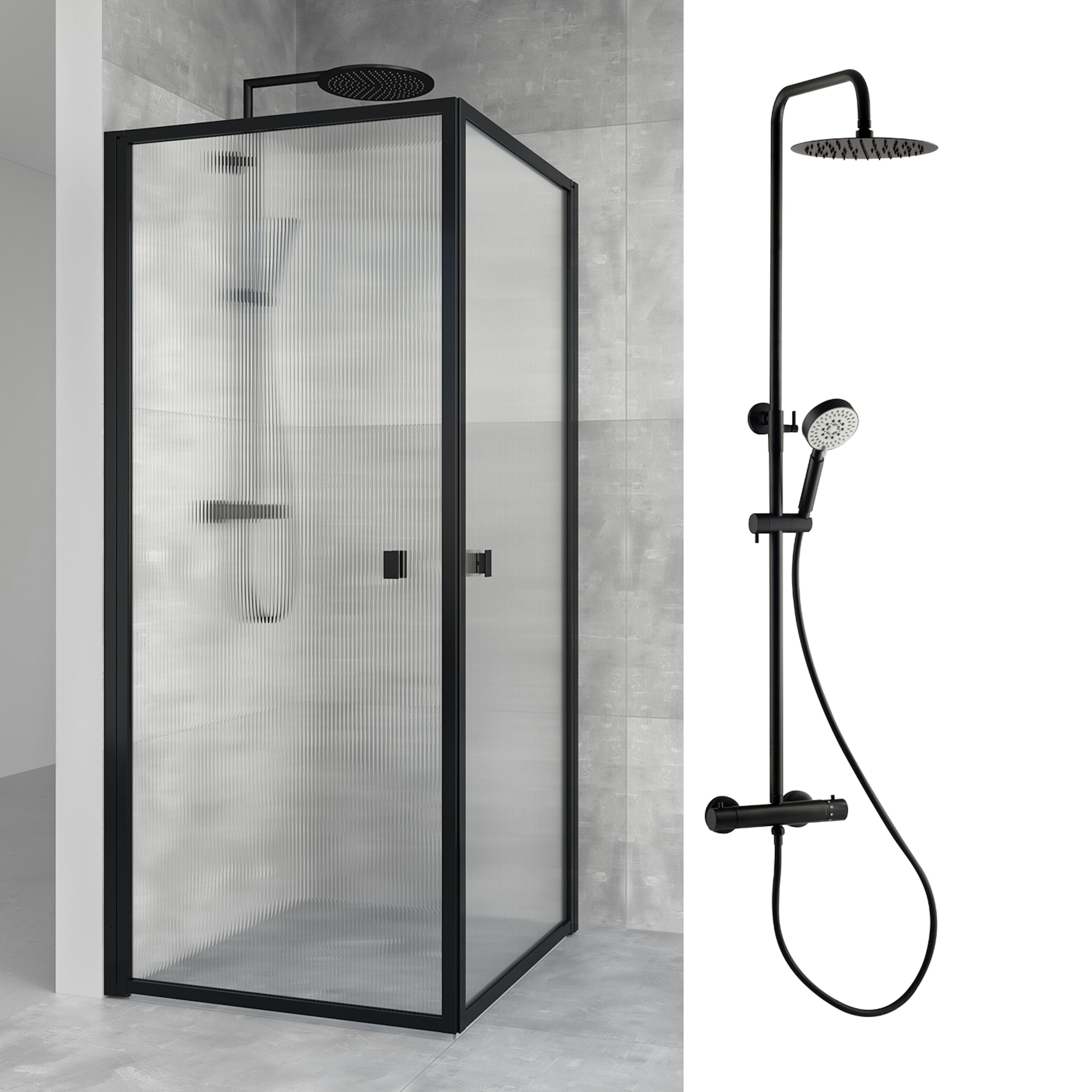 Duschpaket Macro Design Duschhörn Empire Linjeglas 900x900 med Takduschset Imo 160 cc