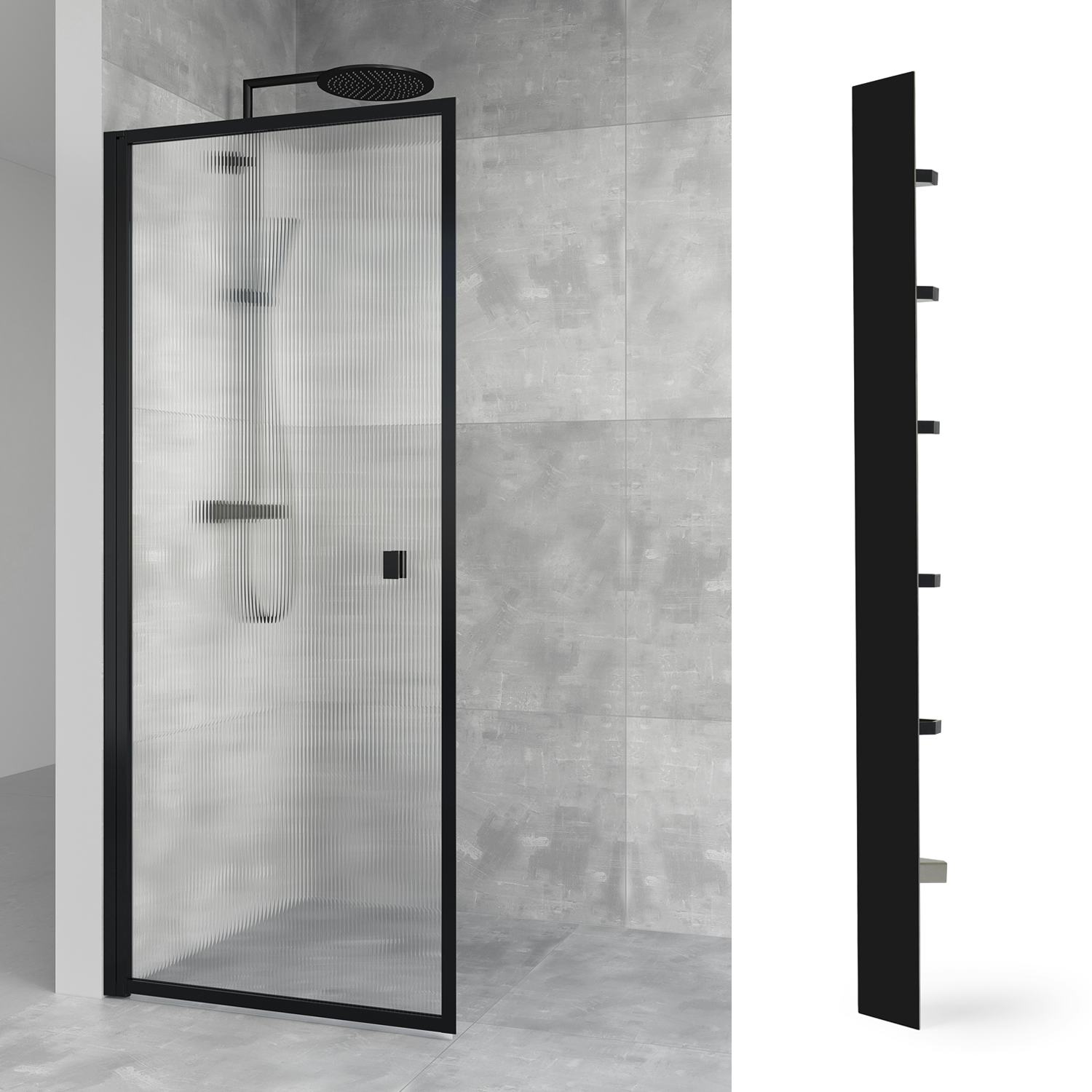 Duschpaket Macro Design Duschdörr Empire Linjeglas 885 med Hide Duschhylla