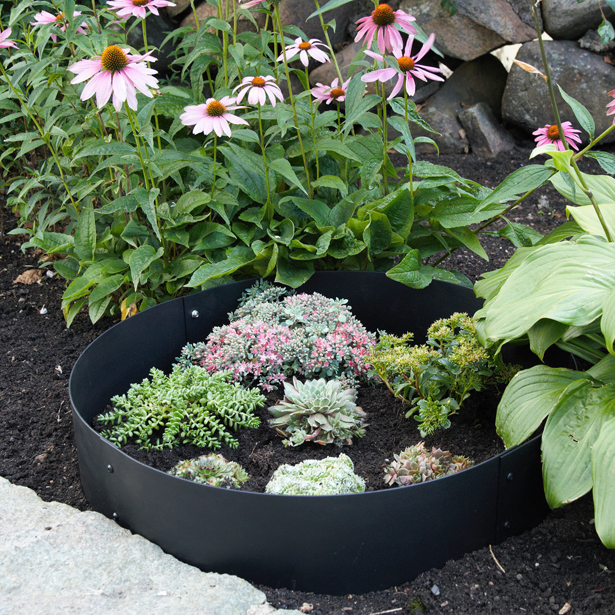 Planteringskant Flexigarden Svart Övergång 120-180 mm Kvartsbåge