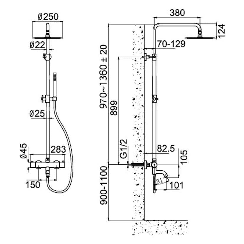 Takduschset Scandtap Steel Pleasure 3