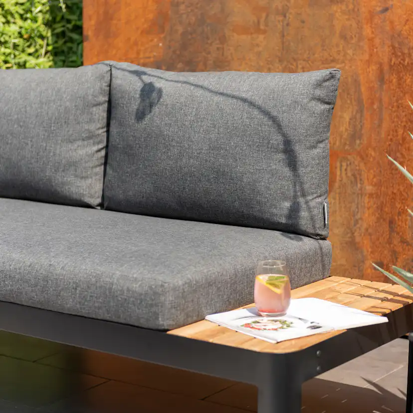 Loungesoffa Utomhus LifestyleGarden Portals Dark 3-sits med Avtagbar Rygg och Grå Dynor