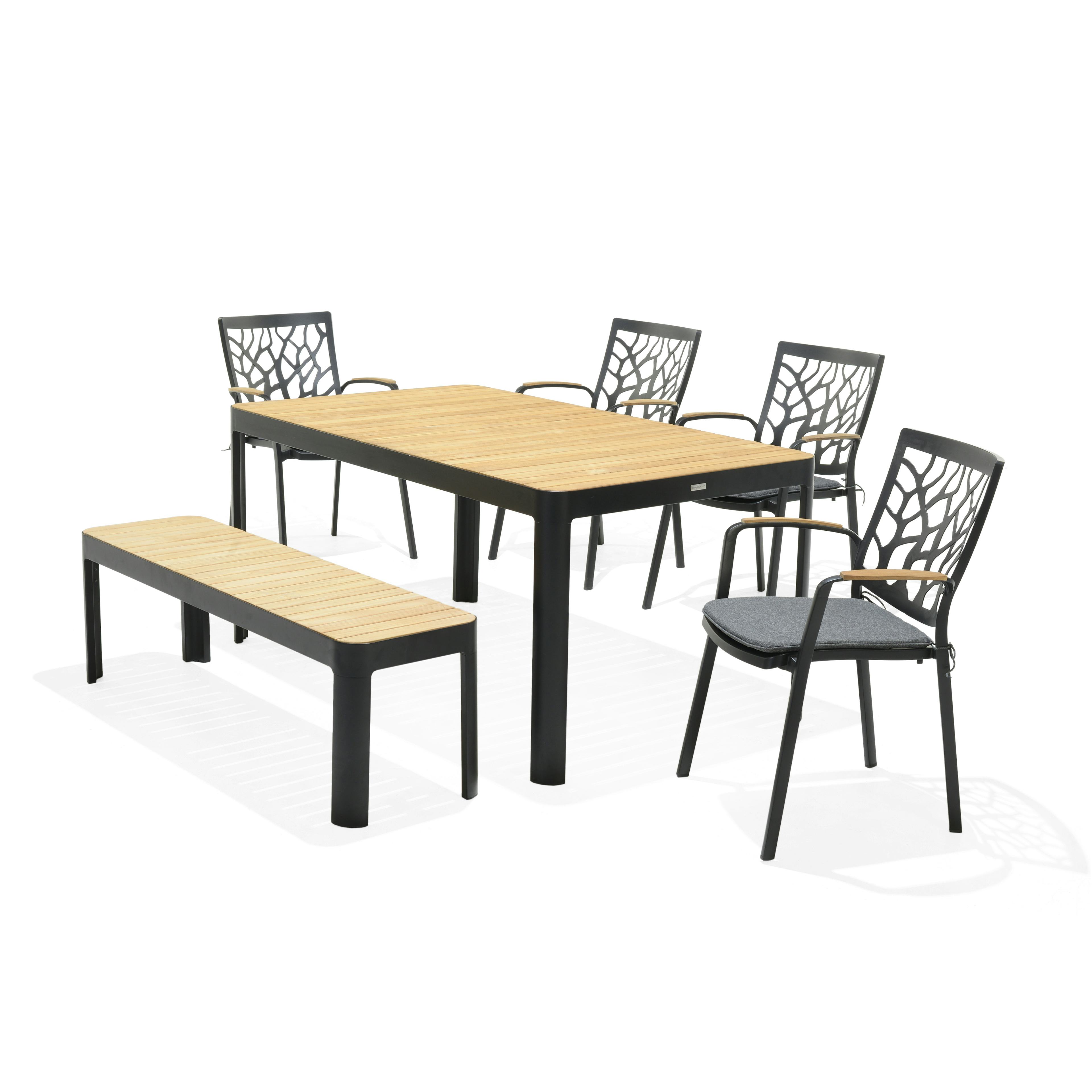 Matgrupp LifestyleGarden Portals 160 cm med 4 Tree Stolar och Bänk