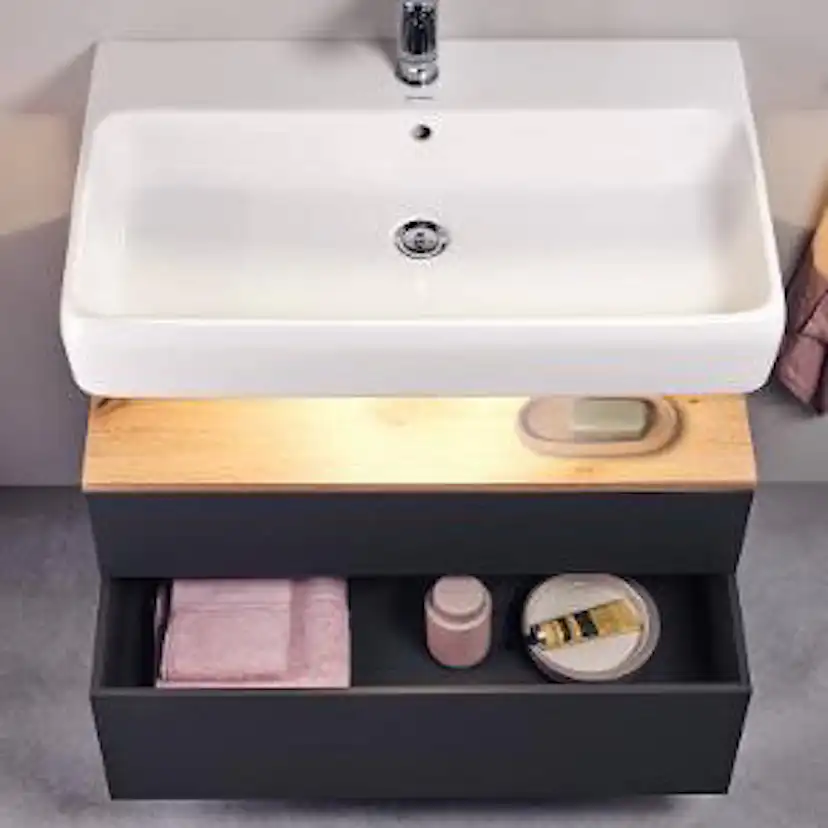 Tvättställsskåp Duravit Qatego med Tvättställ, Lådor och Belysning