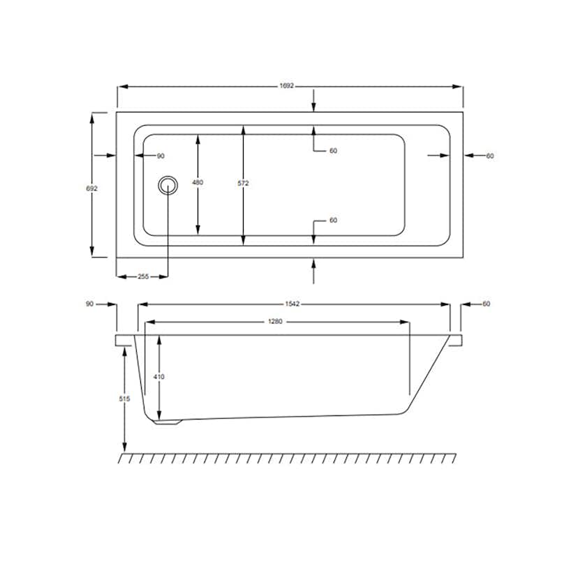 Badkar Strømberg Quantum Enkel Rygglutning