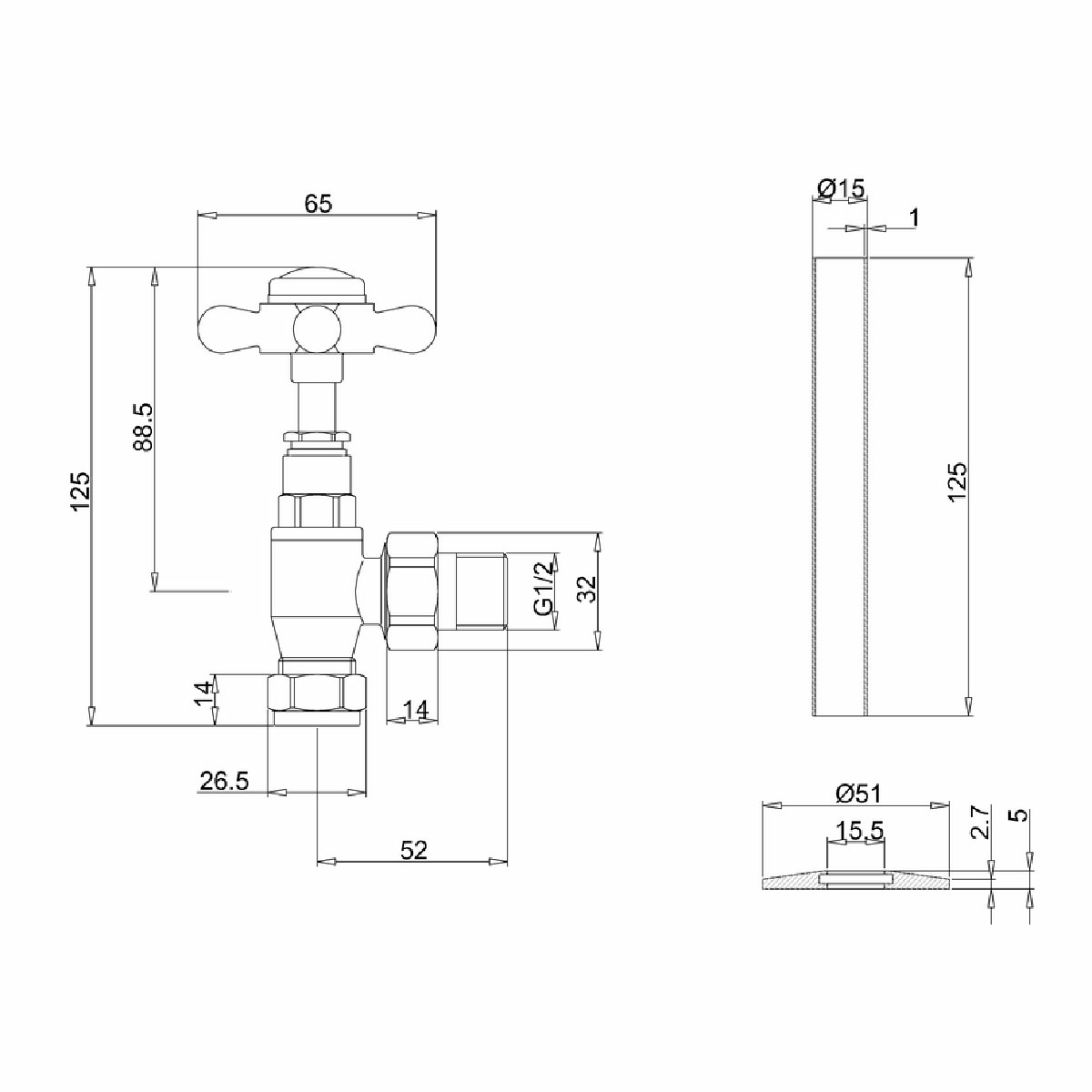 Ventilpar Burlington till Handdukstork Vinklade