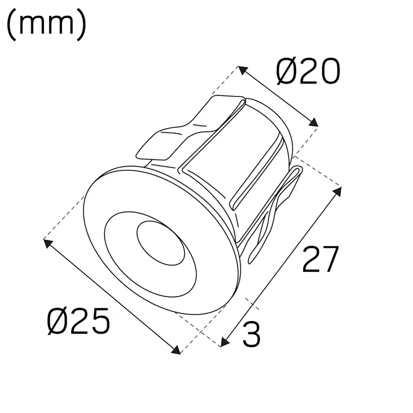 Minidownlight Hide-a-lite Heatspot G2 BS Dimbar LED Downlight Borstat Stål
