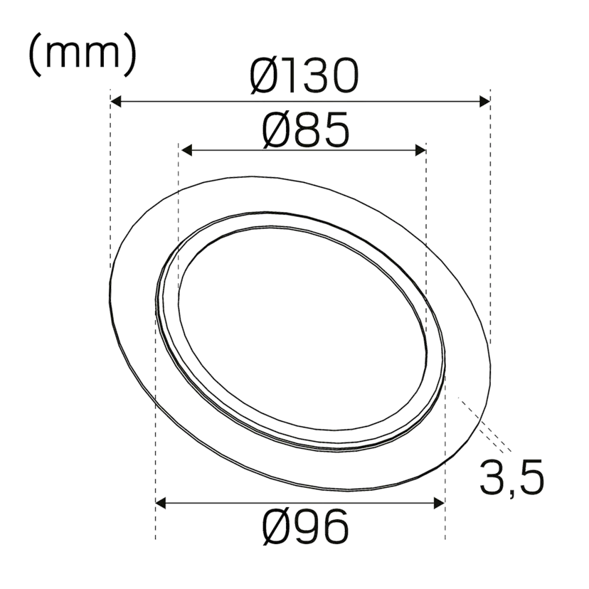 Täckring Hide-a-lite 130 Ø85 Svart