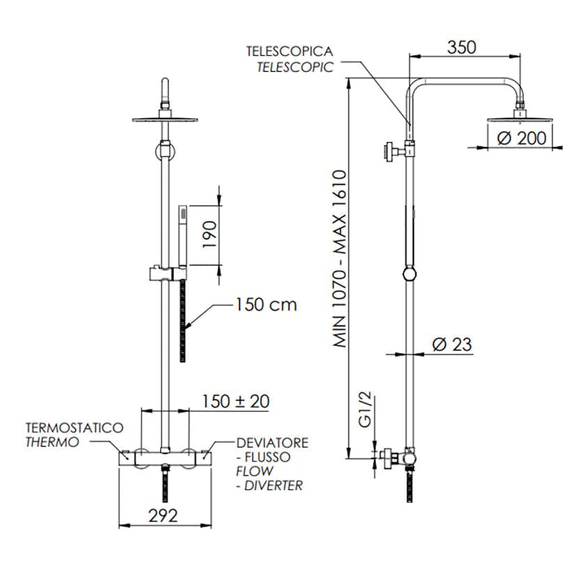 Takduschset LH Turano Ø 200 mm