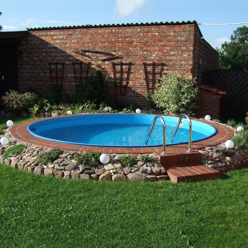 Stålväggspool Planet Pool Premium Inbyggd Rund Ø600 cm D:150 cm inkl SF8 Stege och Tillbehör