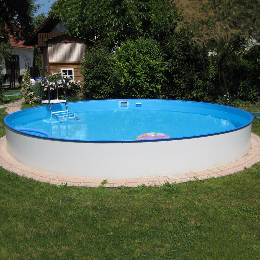 Stålväggspool Planet Pool Premium Inbyggd Rund Ø600 cm D:150 cm inkl SF8 Stege och Tillbehör