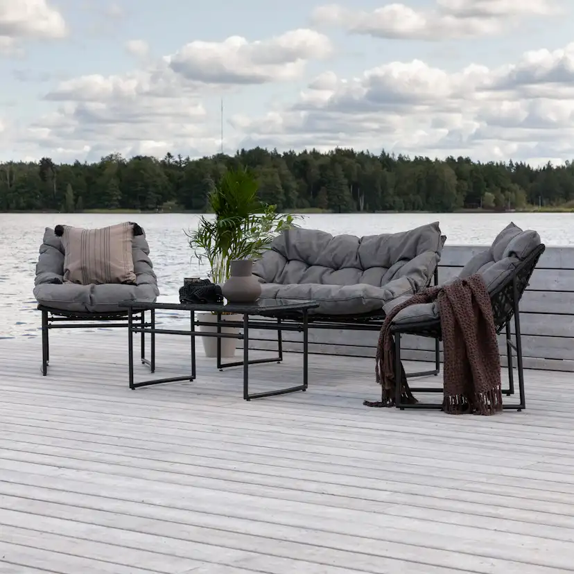 Loungeset Venture Home Ture Soffgrupp Svart med Dynor Utomhus