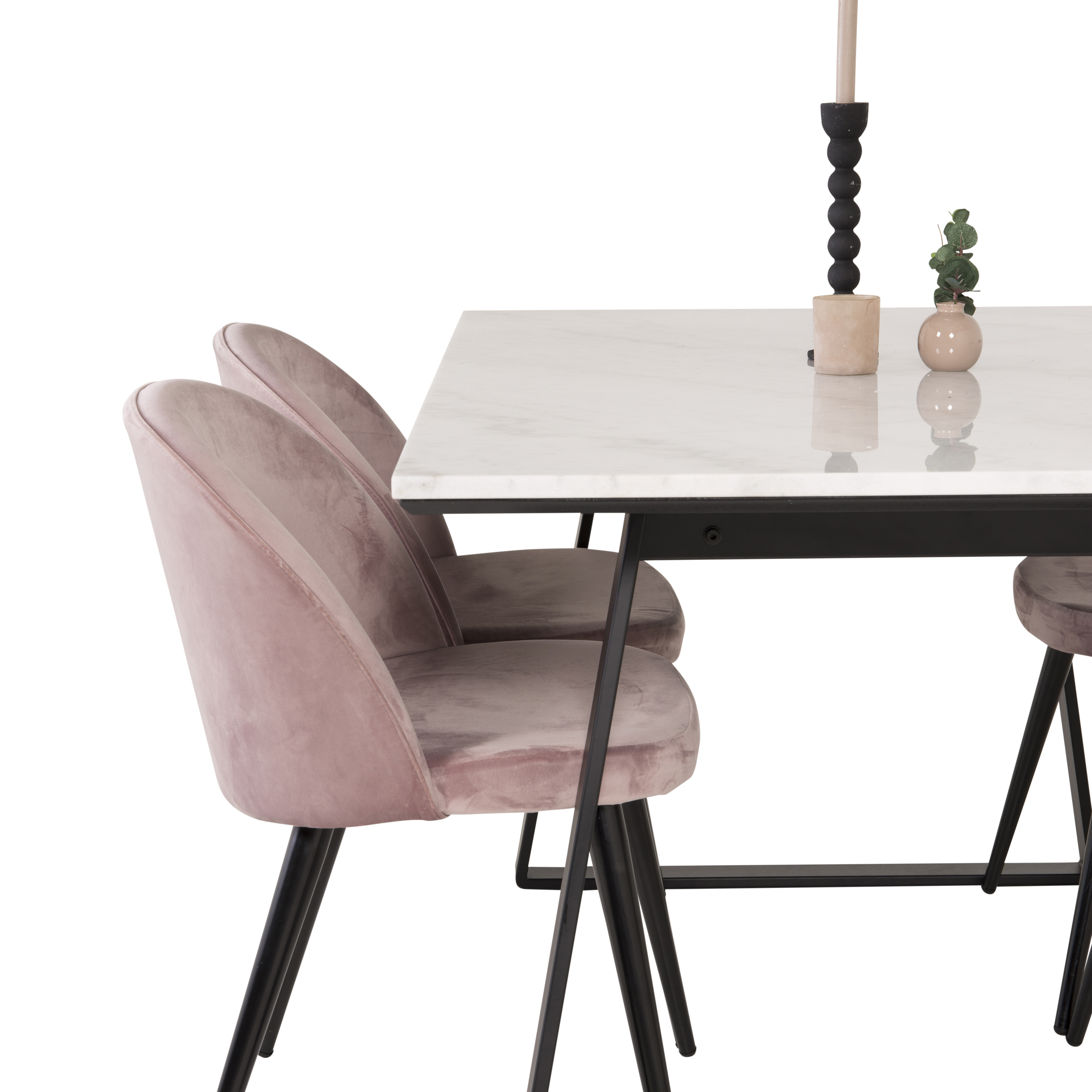 Matgrupp Venture Home Estelle 140 med 4 Valentina Stolar Sammet