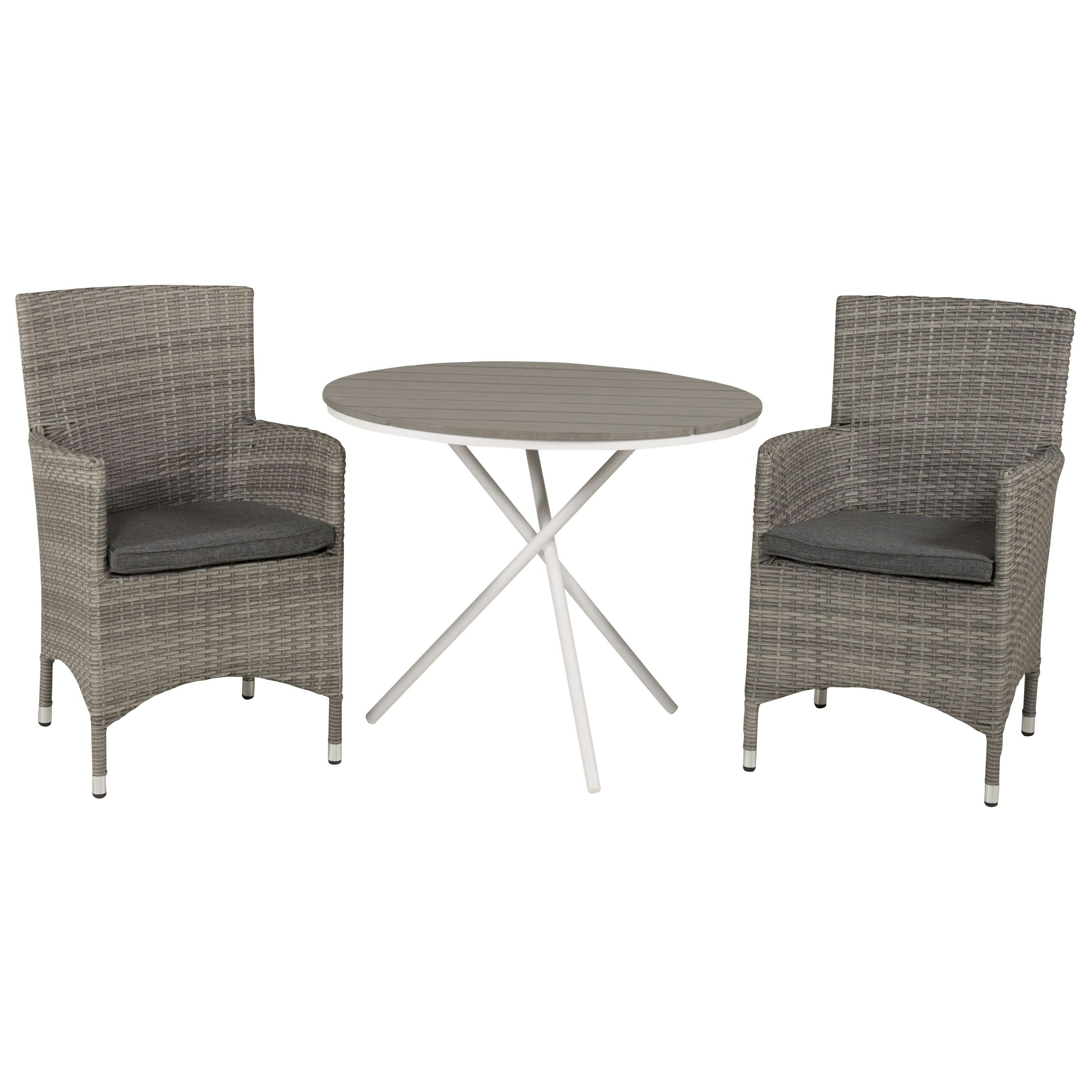 Cafégrupp Venture Home Parma med 2 Malin Trädgårdsstolar Utomhus