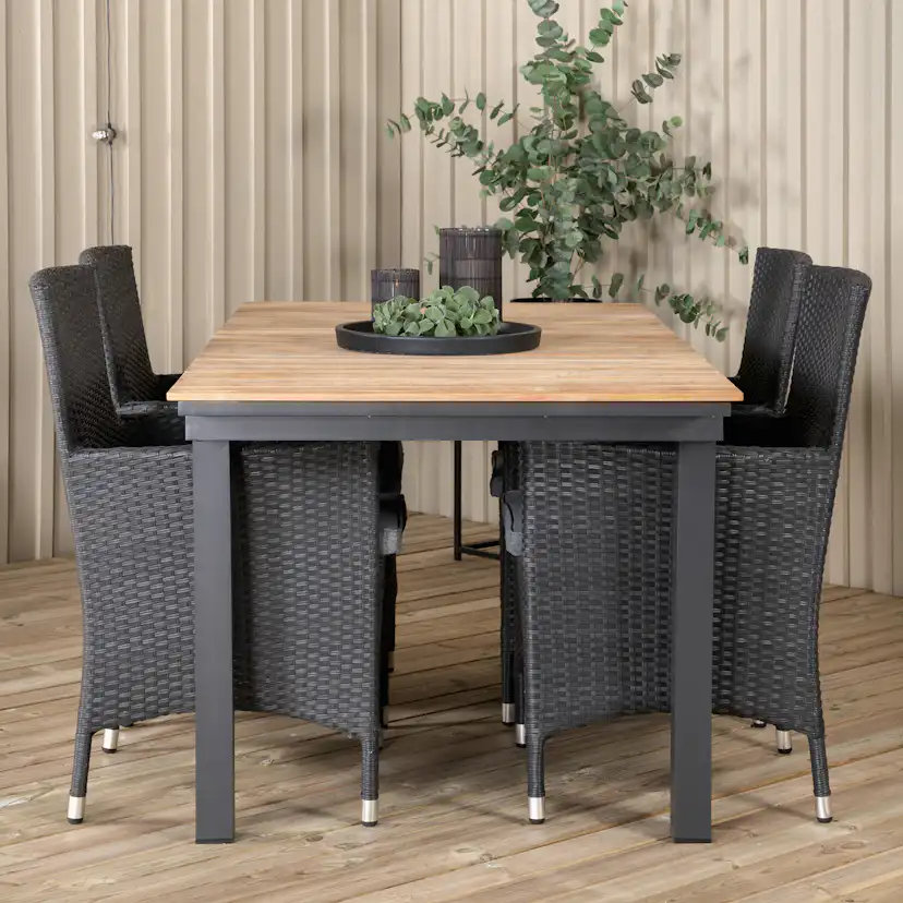 Matgrupp Utomhus Venture Home Meya 160/240 med 4 Milwa Trädgårdsstolar