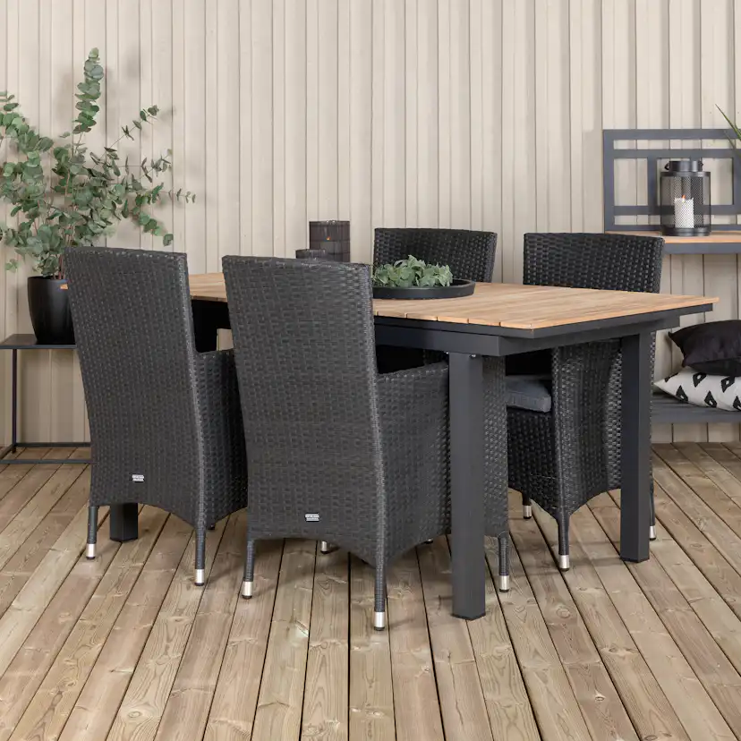 Matgrupp Utomhus Venture Home Meya 160/240 med 4 Milwa Trädgårdsstolar