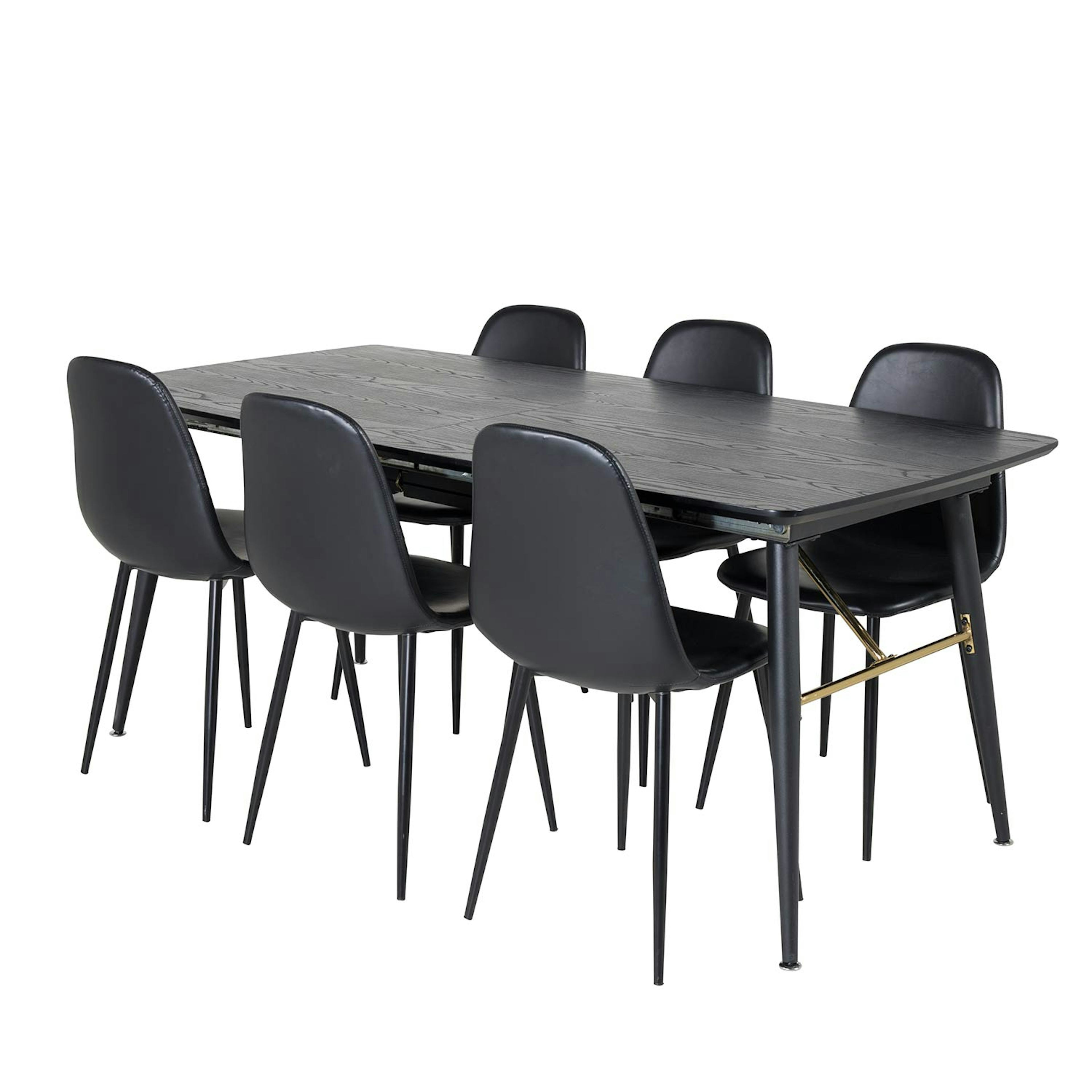 Matgrupp Venture Home Guld med 6 Pobbie Stolar Konstläder